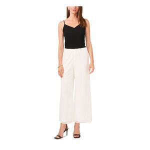 MSK PETITES Womens Ivory Mesh Lined Elastic Waist Wide Leg Pants Petites PXXL